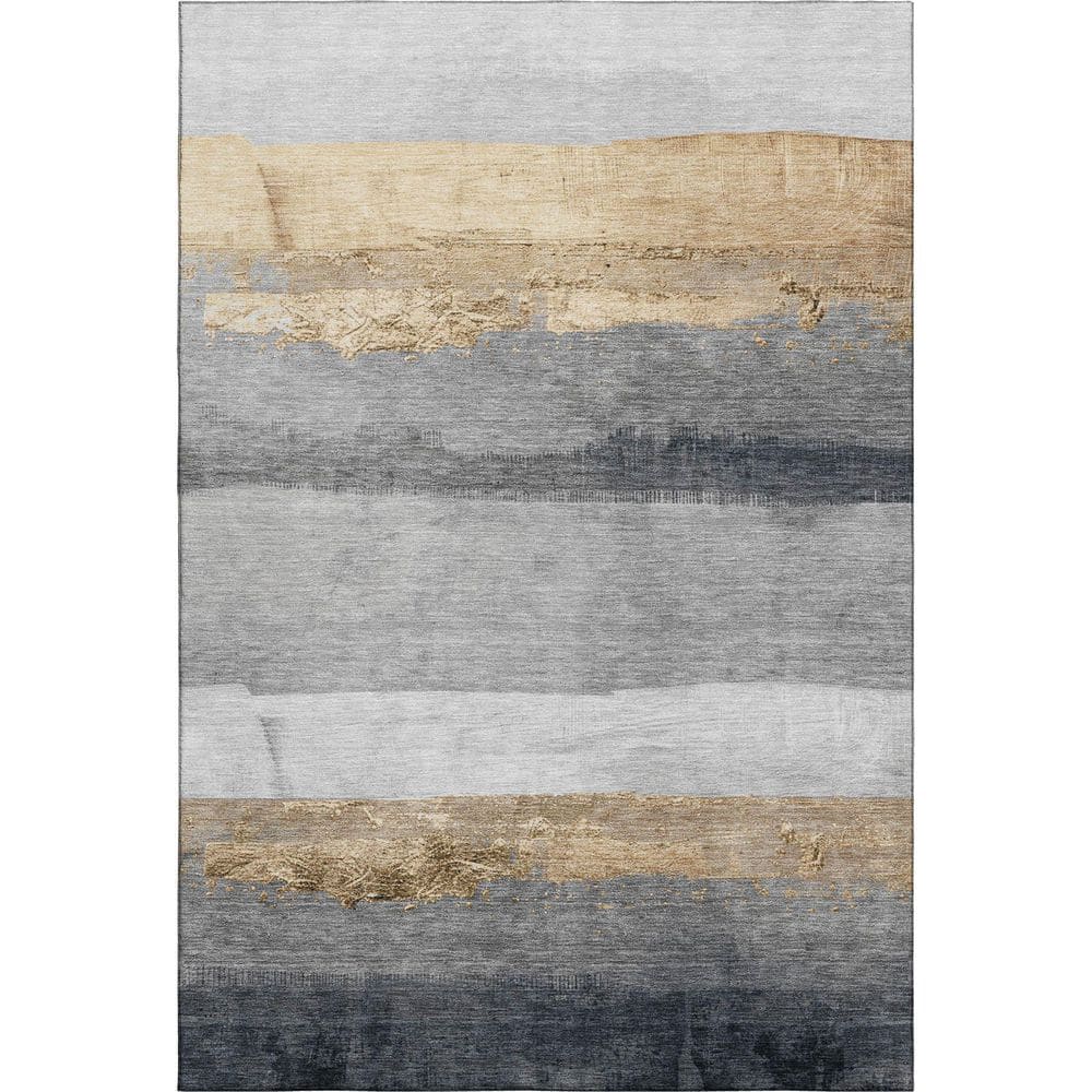 Mayfield Premium Machine Washable Abstract AMF1883 Gold 8 ft. x 10 ft. Area Rug price history on PriceWatchPro