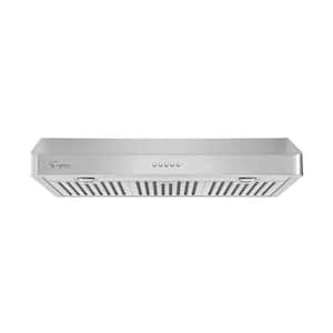 30 in. 500 CFM Ducted Under the Cabinet Range Hood with LED Lights in Stainless Steel with Exhaust Kitchen Vent Duct