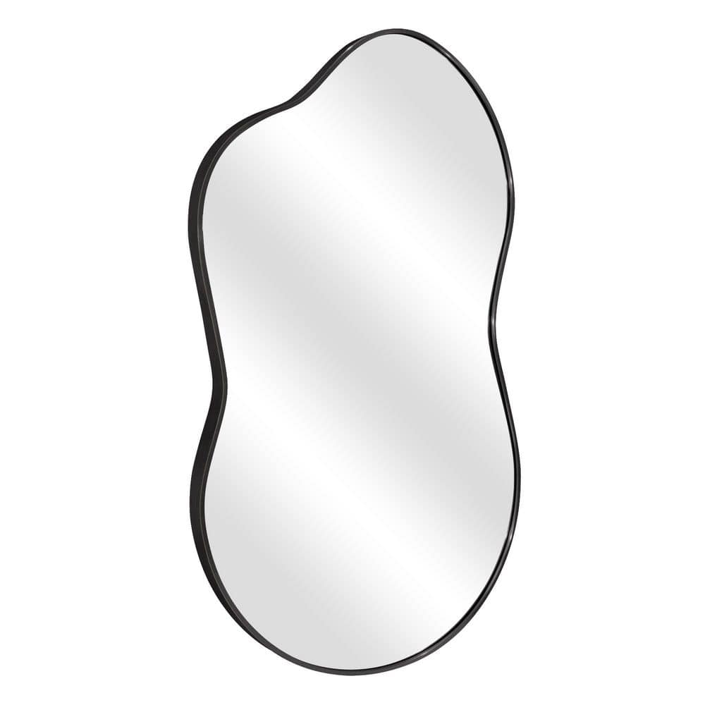 Asymmetrical Black Aluminum Alloy Framed Decorative Mirror 24"x36"