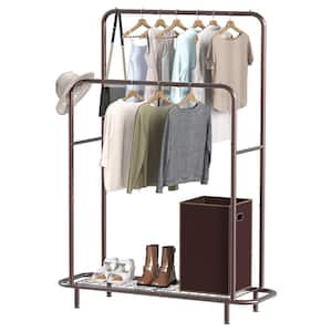 Bronze Metal Garment Clothes Rack Double Rods 42.8 in. W x 64 in. H