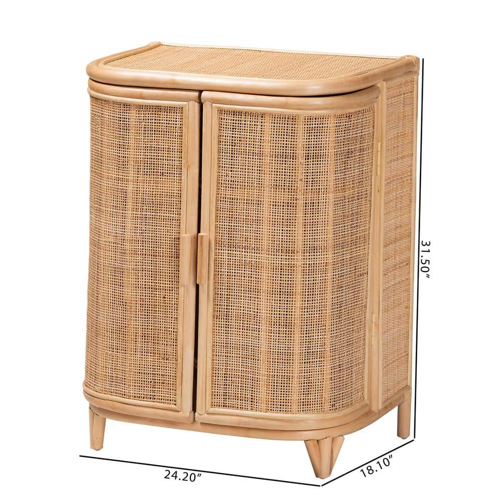 Yanka Natural Rattan Bohemian Storage Cabinet with Shelves