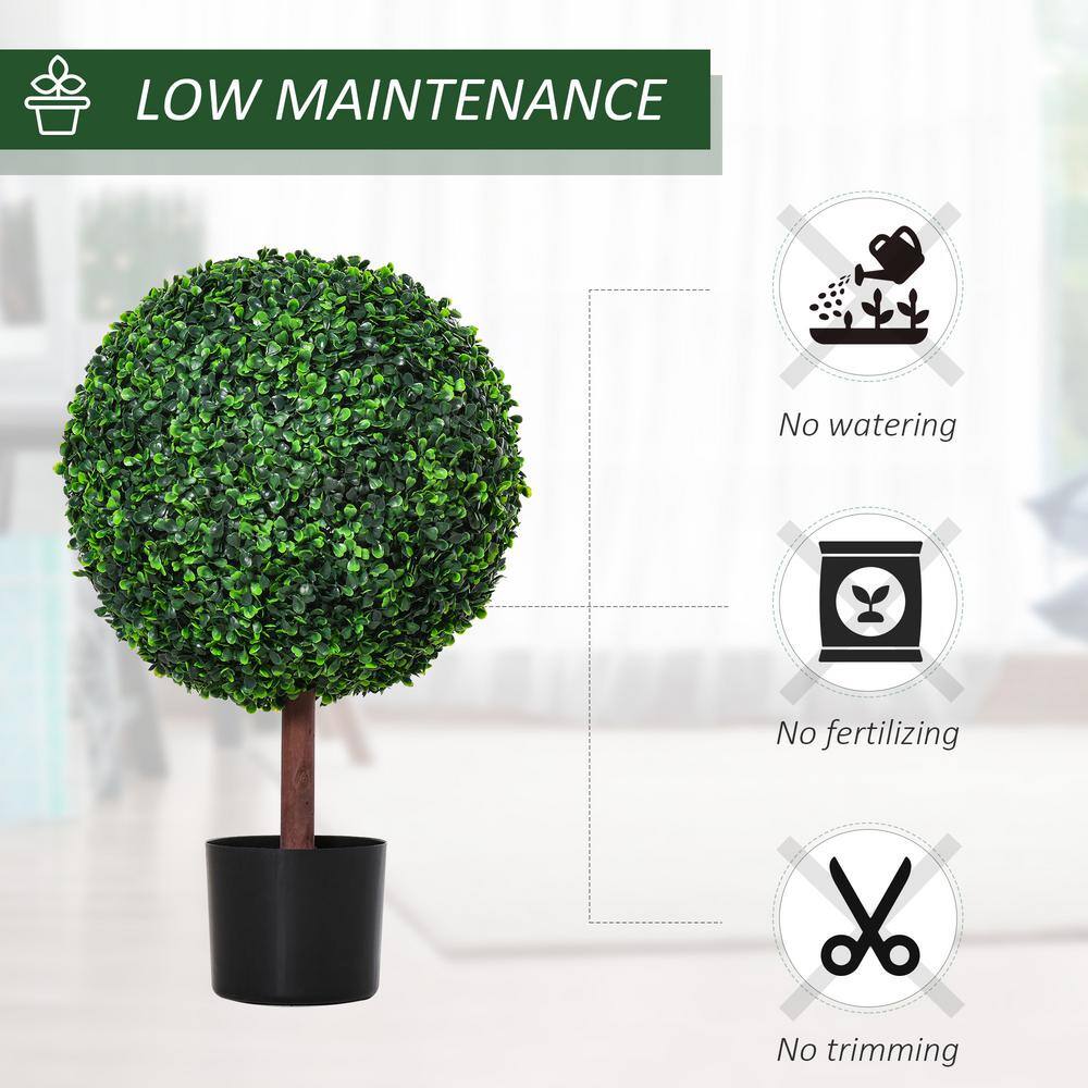 23.5" Green Plastic Boxwood Topiary Ball Tree with Pot