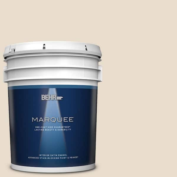 BEHR MARQUEE 5 gal. #OR-W11 White Mocha Satin Enamel Interior Paint & Primer