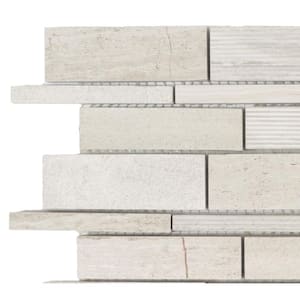 Take Home Tile Sample - Tranquil Stone Gray 4.5 in. x 5.38 in. Interlocking Limestone Mosaic