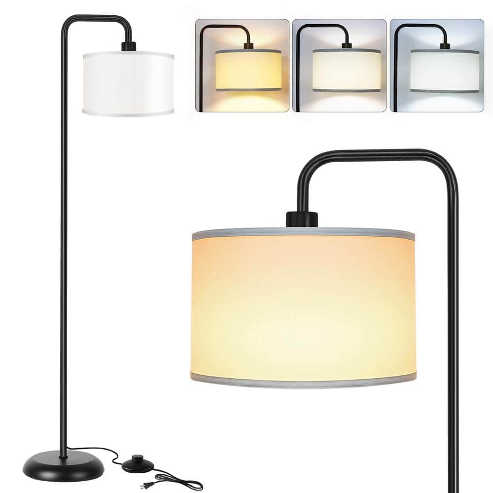 "64.1"" Black Paint Modern Standing Lamp, 1 Bulb 3 Color Temp Arc Floor Lamp for Living Room with Fabric Shade Footswitch" price history on PriceWatchPro