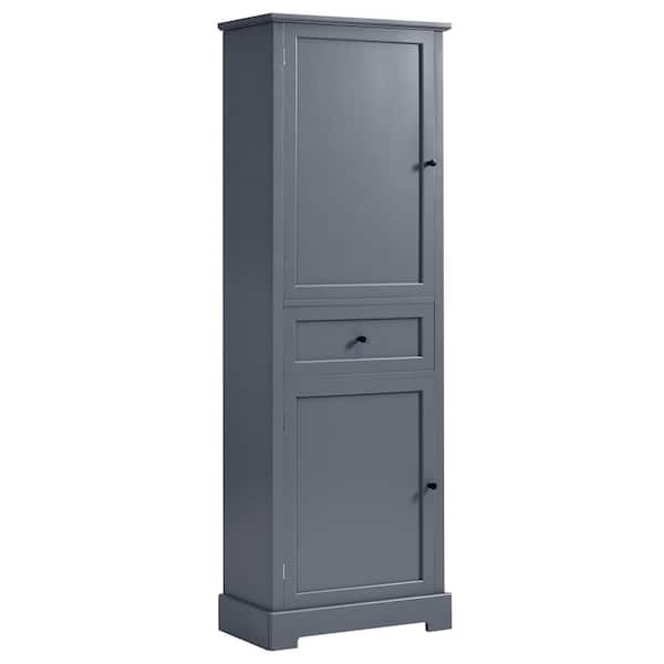 Unbranded 22.24 in. W x 11.81 in. D x 65.15 in. H Gray Linen Cabinet with Adjustable Shelves