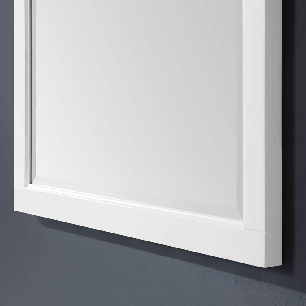 Highclere Size 33 in. W x 36 in. H Rectangular Framed Wall Mount Bathroom Vanity Mirror in White