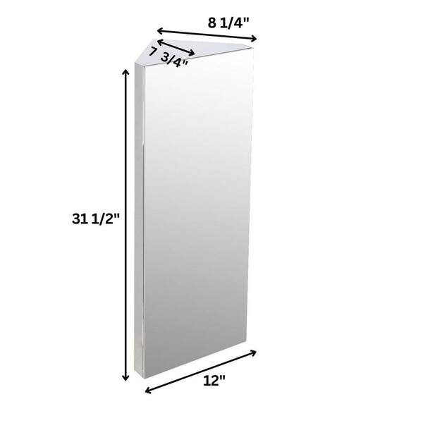 Renovators Supply Infinity x Corner Surface Wall Mount Stainless Steel Medicine Cabinet w/ Mirror