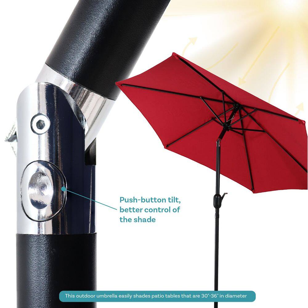 7.5' Red Aluminum Market Patio Umbrella with Tilt and Crank