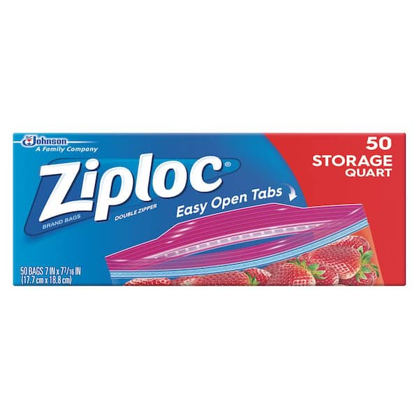 Ziploc 7 in. Quart Plastic Storage Bag with Douple Zipper 50-Bag (9-Pack)