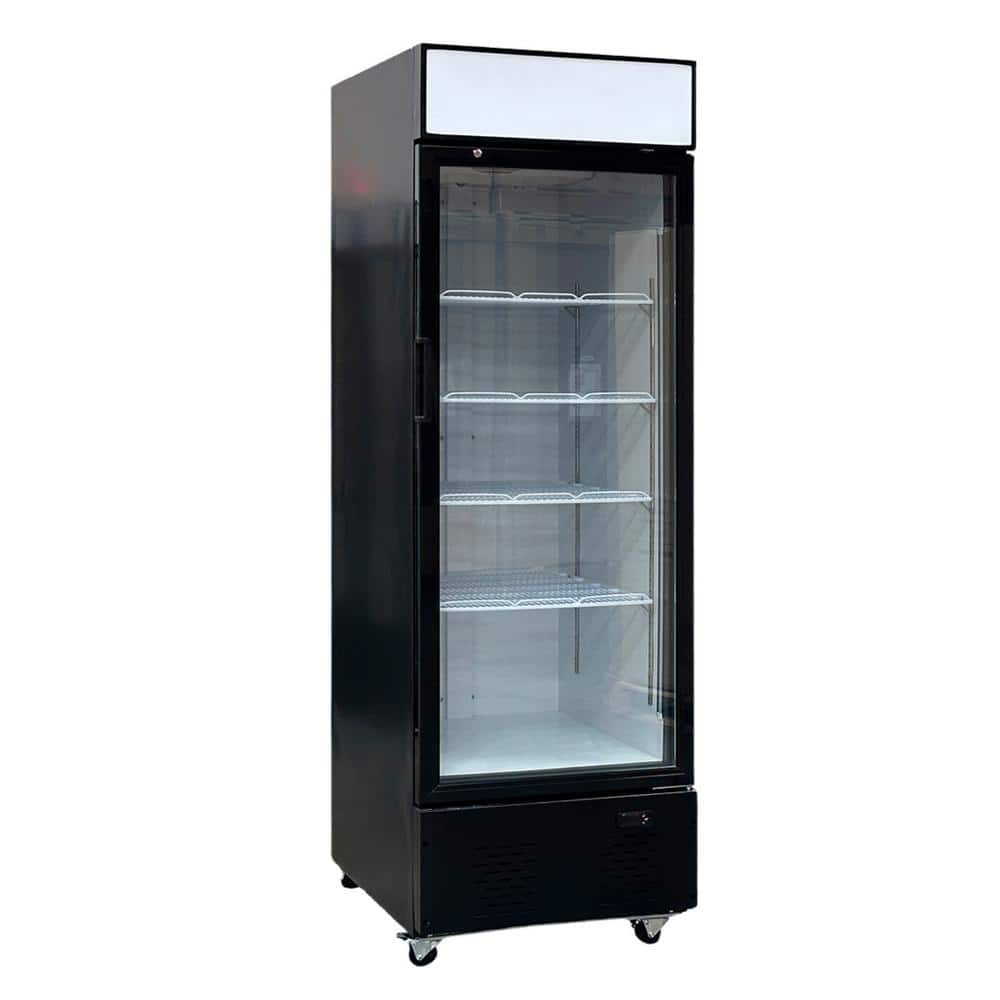 Cooler Depot 24in.W 20cu.ft Commercial Upright Fridge Display Refrigerator Glass Door Merchandiser with LED Lighting in Black