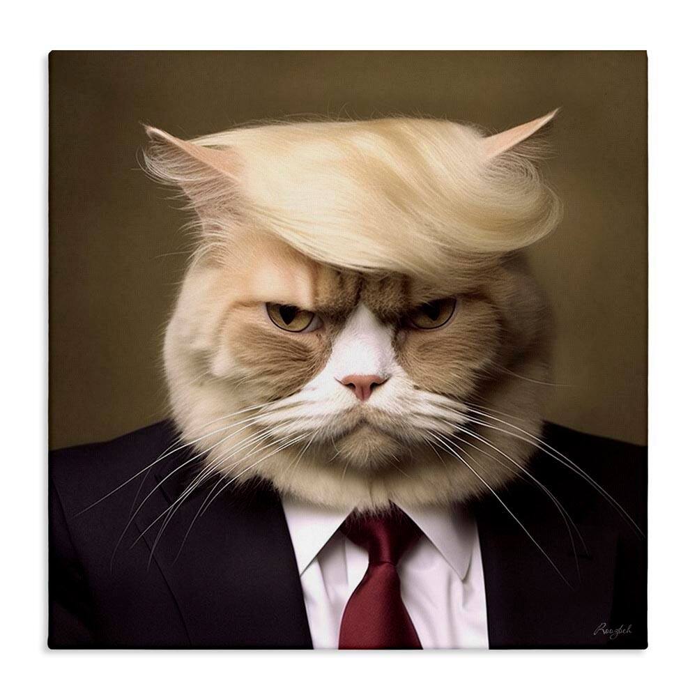 Trump Cat Portrait by Roozbeh Unframed Graphic Art Print Animal 30 in. x 30 in. price history on PriceWatchPro