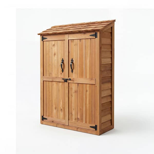 LuckByte 5.4 ft. x 4.1 ft. Outdoor Natural Wood Storage Shed with
