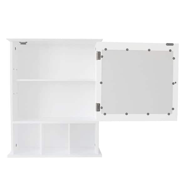 24.75 in. W x 30.25 in. H White Rectangular Wood Medicine Cabinet