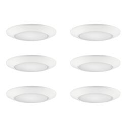 Commercial Electric 6-Pack 6 in. LED Surface Mount Downlight Flush Mount Disk Light Fixture, 600-900-1100 Lumens, Selectable CCT 2700K-5000K