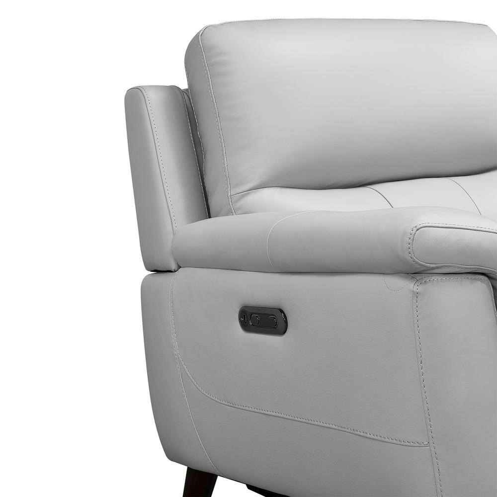 Dove Gray Contemporary Leather Power Recliner with USB, 40"