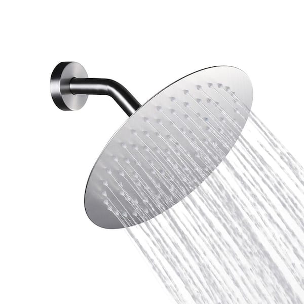 WOWOW 1-Spray Patterns with 1.8 GPM 12 in. Wall Mount Rain Fixed Shower Head in Brushed Nickel