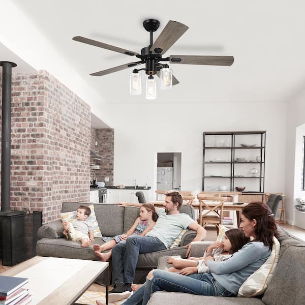52 in. Smart Indoor Black and Bronze Reversible Blades Ceiling Fan with Remote Control and Light Kit