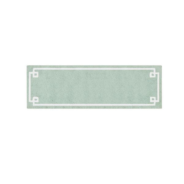 Ethan 24 in. x 72 in. Seafoam Tufted Cotton Runner Bath Rug