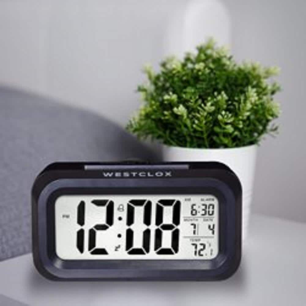 Black Digital Alarm Clock with LED Backlight and Calendar Display