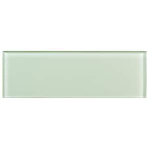 Enchant Elle Florette Light Green 4 in. x 12 in. Smooth Glass Subway Wall Tile (4.88 sq. ft./Case)