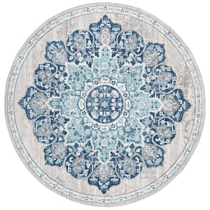 Brentwood Navy/Light Gray 5 ft. x 5 ft. Round Geometric Area Rug
