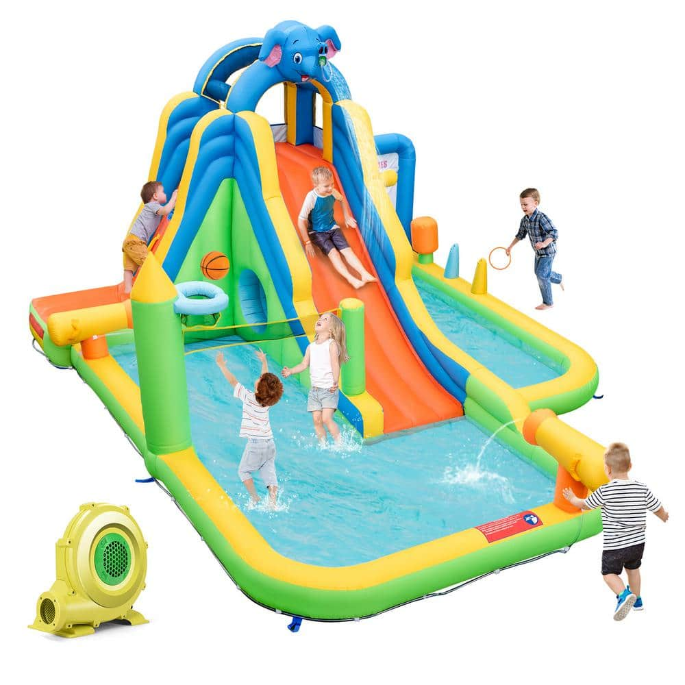 HONEY JOY Inflatable Water Slide Bounce House Splash Pool Climbing Wall ...