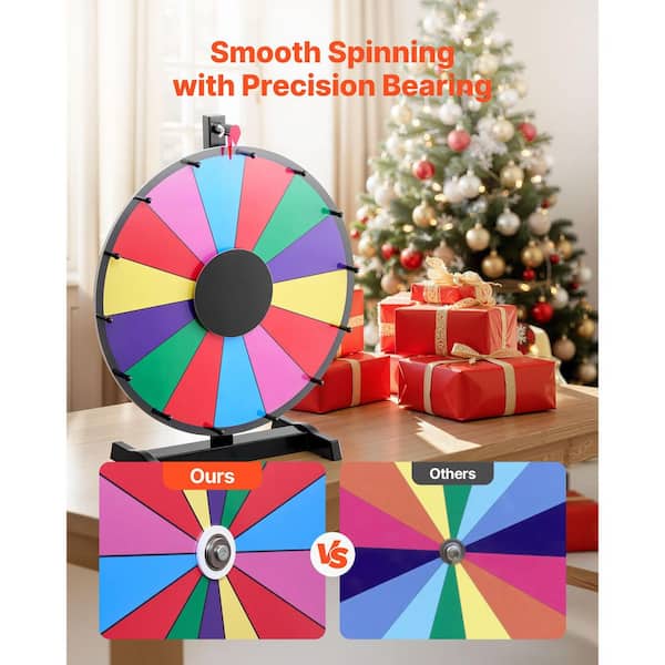 Roue De La Fortune 48 Cm Avec 14 Slots – Loterie Colorée, Base Large, 2 Pointeurs Et Stylo Effaçable, Pour Fêtes Et événements
