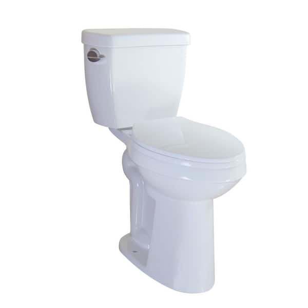 12 in. 2-Piece 1.28 GPF Left Single Flush Elongated Tall Toilet in White Soft Close Seat Included 17.75 Chair Height