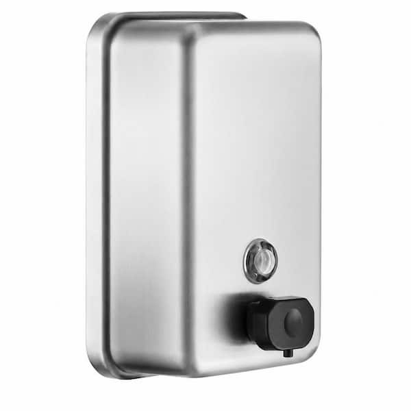 Commercial Wall Mount Soap Dispenser, Stainless Steel, 38.8 oz. Capacity, Anti-Leak Refillable Pump