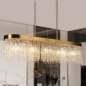 Ardanidula 5-light Plating Brass Luxury Linear Chandelier for Kitchen Island with no bulbs included