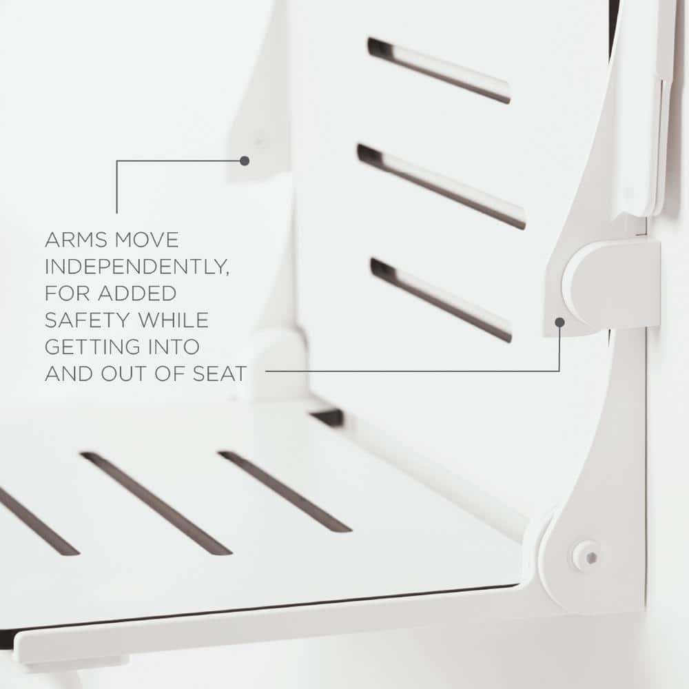 White Matte Heavy Duty Folding Wall Mount Shower Seat