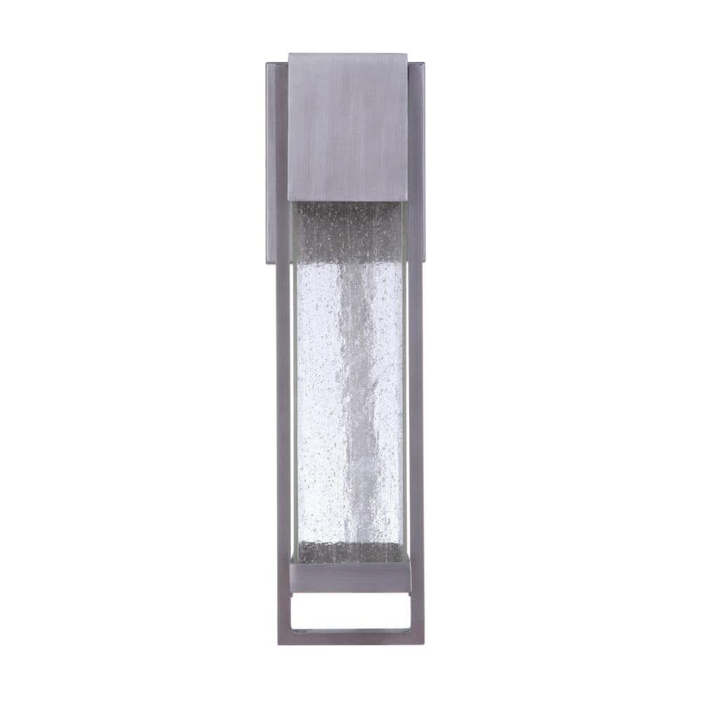 Brushed Titanium LED Outdoor Wall Lantern with Clear Seeded Glass