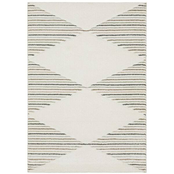 AVERLEY HOME Chateau Beige/Multi-Colored 5 ft. x 8 ft. Geometric Diamond Stripe Polypropylene Indoor Area Rug