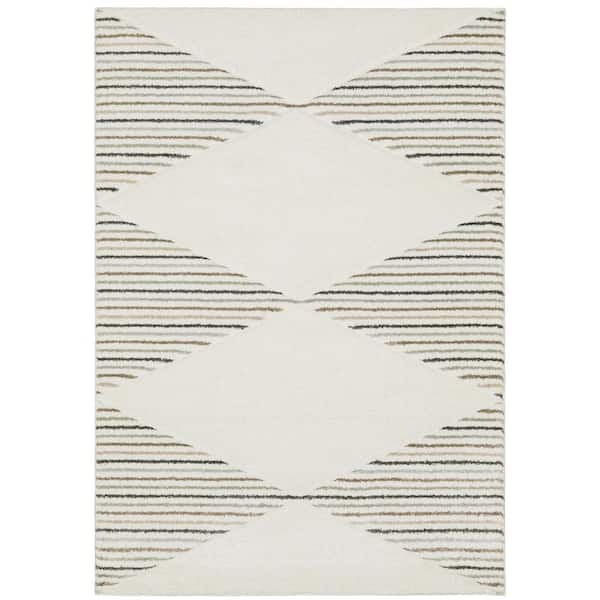 Chateau Beige/Multi-Colored 7 ft. x 10 ft. Geometric Diamond Stripe Polypropylene Indoor Area Rug