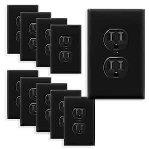 15 Amp Tamper Resistant Duplex Outlet with Midsize Wall Plate, Black (10-Pack)