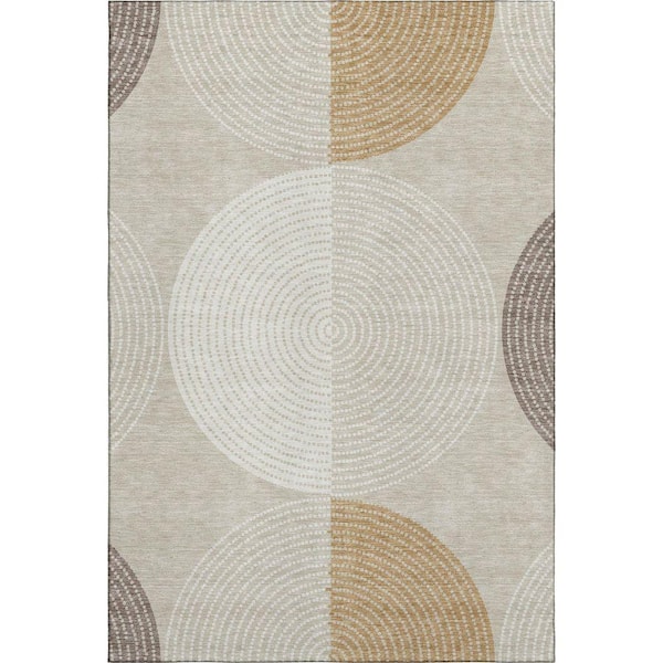 Mayfield Premium Machine Washable Abstract AMF2281 Beige 5 ft. x 7 ft. 6 in. Area Rug