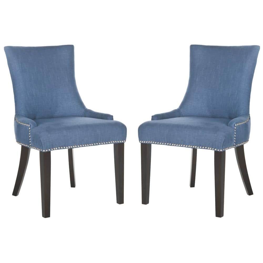 Transitional Linen Upholstered Parsons Side Chair in Blue