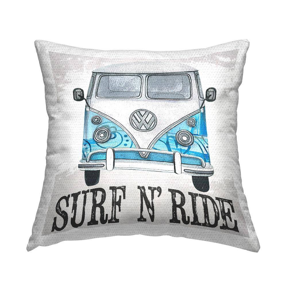 Surf N' Ride Retro Summer Bus Blue Square Outdoor Throw Pillow price history on PriceWatchPro