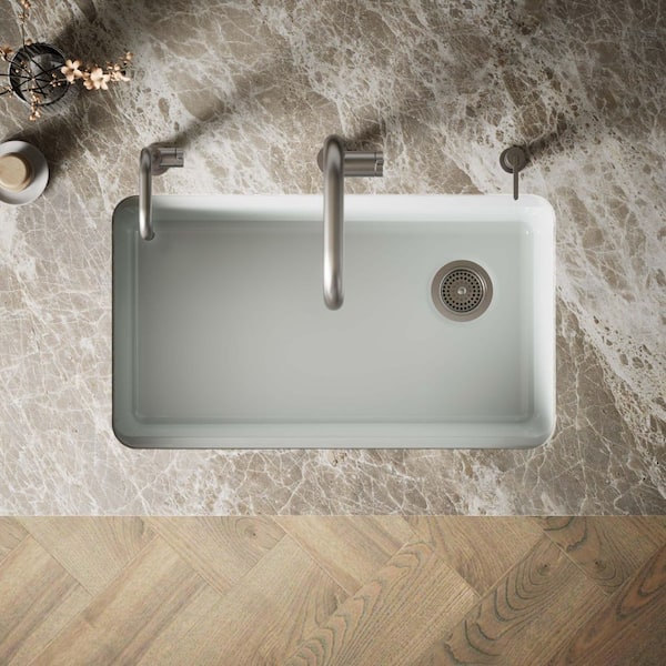 KOHLER Riverby Undermount Cast-Iron 33 in. 5-Hole Single Bowl
