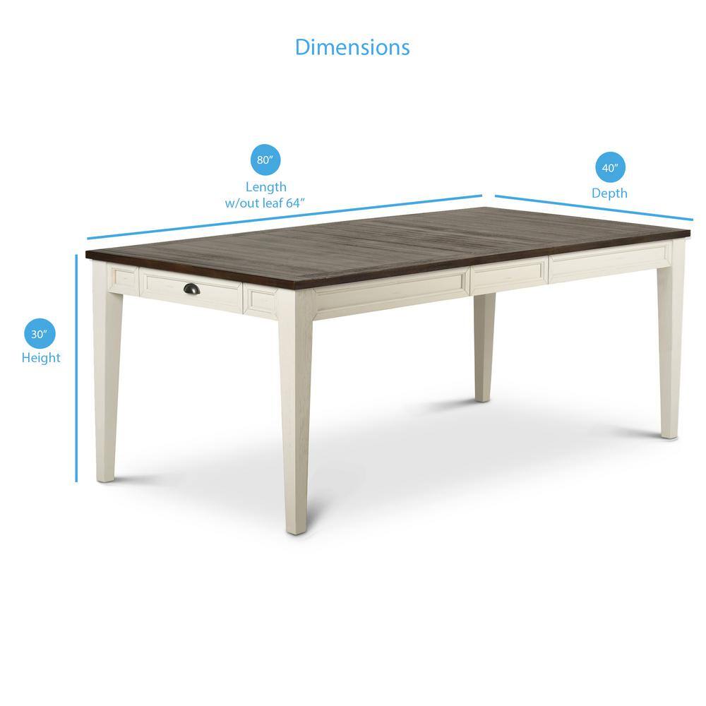 Cayla Dark Oak and White Extendable Farmhouse Dining Table