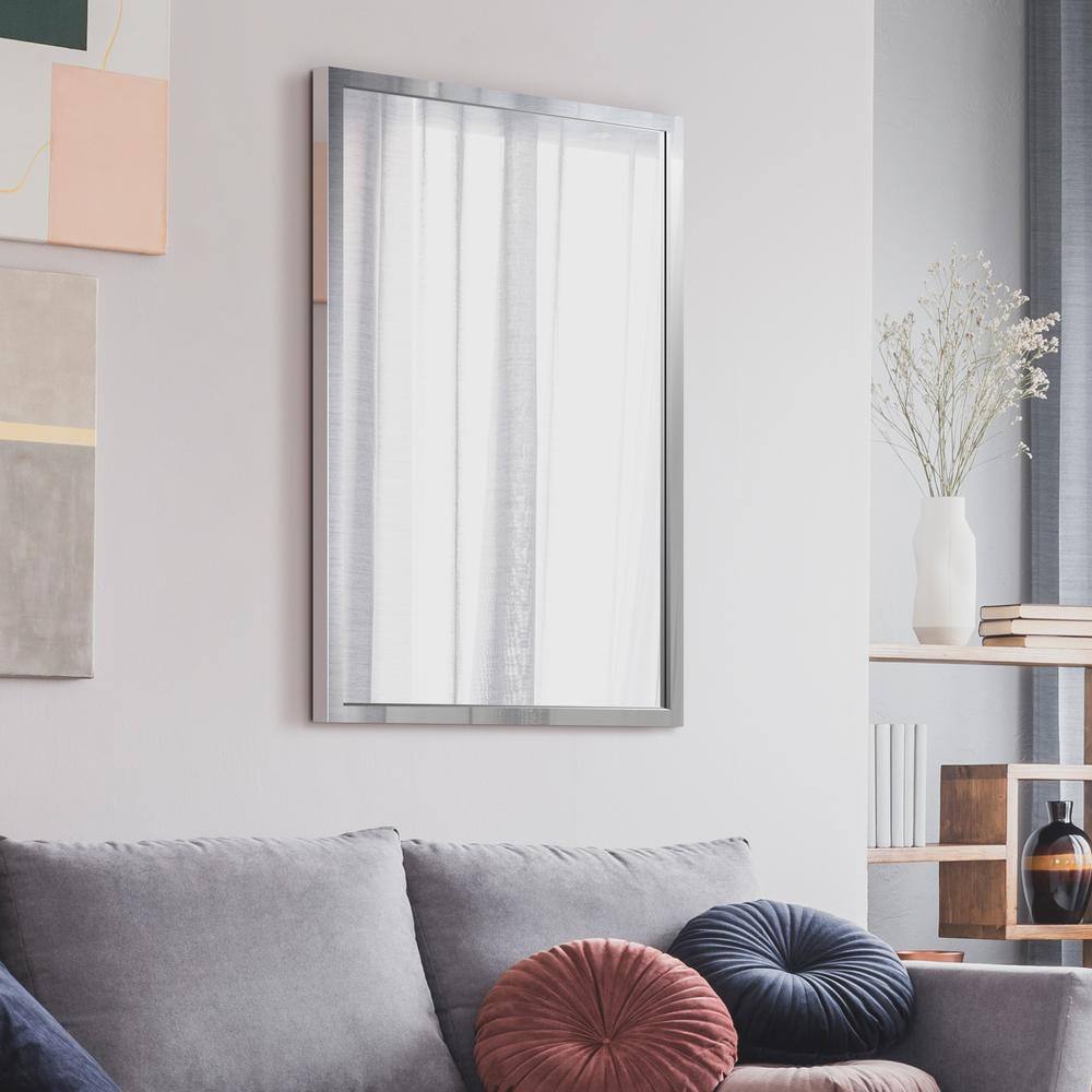 Sleek Contempo 24" x 36" Stainless Steel Rectangular Wall Mirror