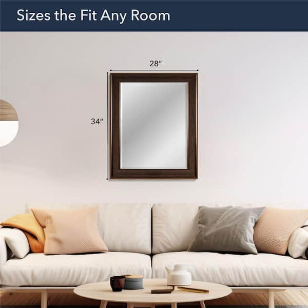 26 in. W x 30 in. H Framed Rectangular Beveled Edge Bathroom Vanity Mirror in Cherry 26 in. W x 30 in. H Framed Rectangular Beveled Edge Bathroom Vanity Mirror in Cherry