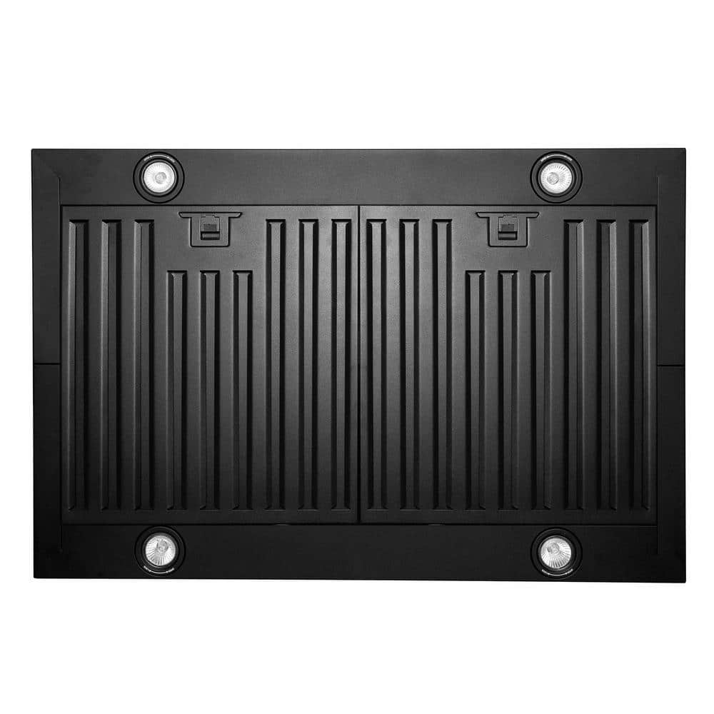 30'' Black Stainless Steel Convertible Island Range Hood with LED Lights