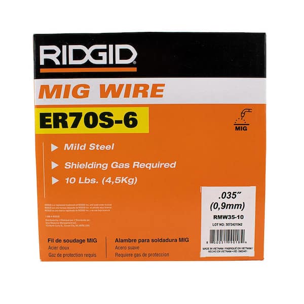 RIDGID 0.035 in. Dia ER70S-6 MIG Mild Steel Welding Wire, 10 lbs. Spool