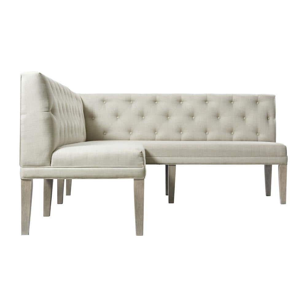 Gray Tufted Fabric Armless Sectional Sofa with Wooden Legs