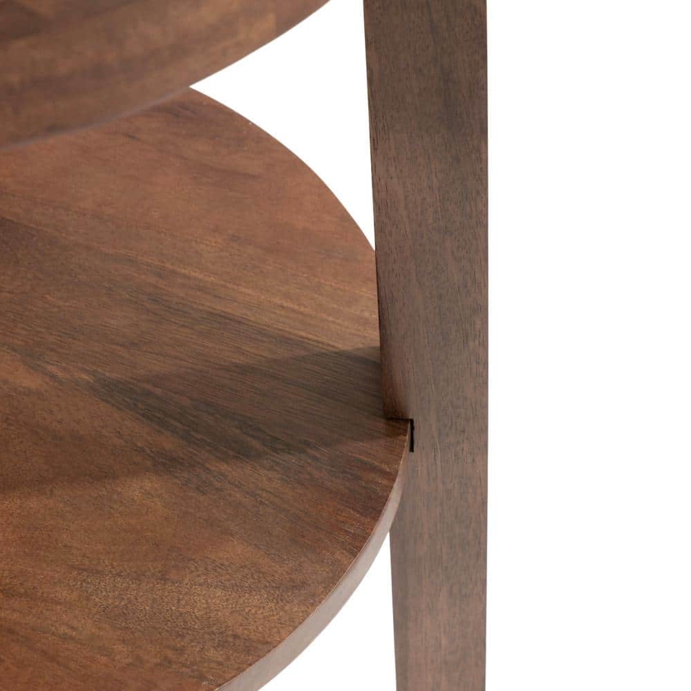 Talcott Round Walnut Brown Solid Mango Wood Side Table