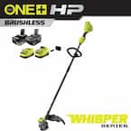 ONE+ HP 18V Brushless Whisper Series 15 in. Cordless String Trimmer w/ 6.0 Ah Battery, 4.0 Ah Battery, and (2) Chargers