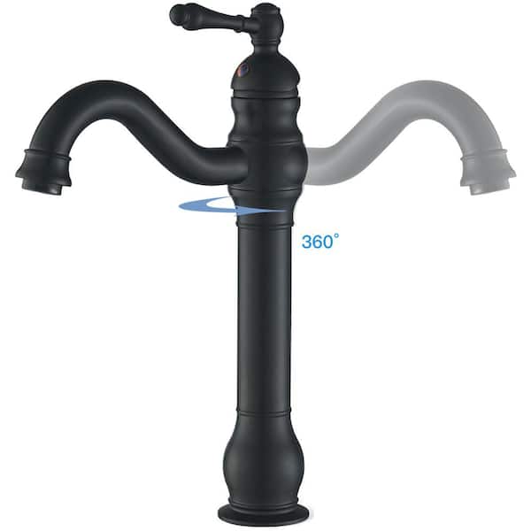 Single Hole Single Handle Bathroom Vessel Sink Faucet With Pop-up Drain Assembly in Matte Black
