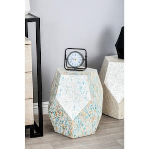 16 in. Multi Colored Handmade Medium Hexagon Wood End Table